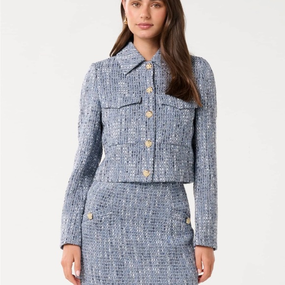 Ever New Jackets & Blazers - NWT Ever New Blue Tweed Blazer size 10 preppy Boucle Suit